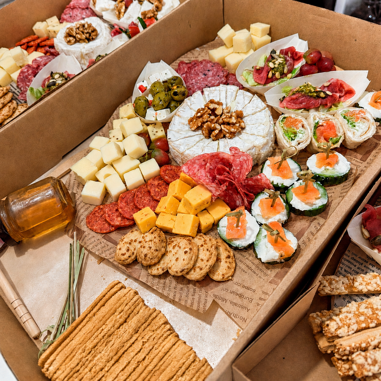 Romantische plank met wijn en hapjes